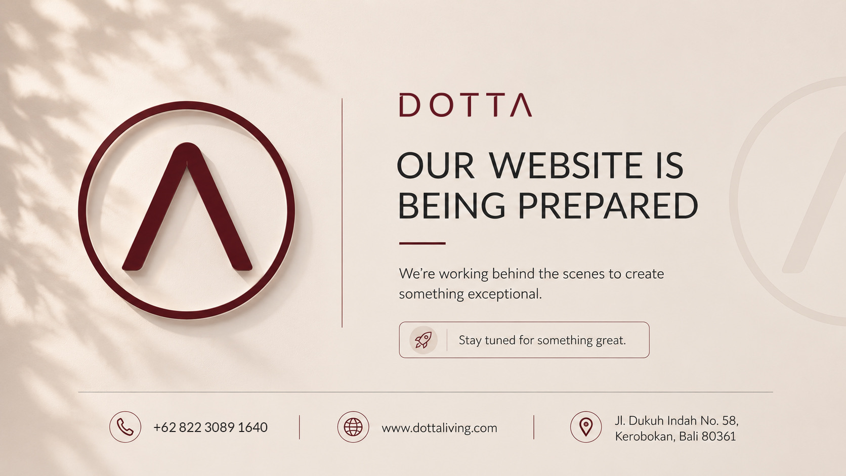 DOTTA — Our website is being prepared